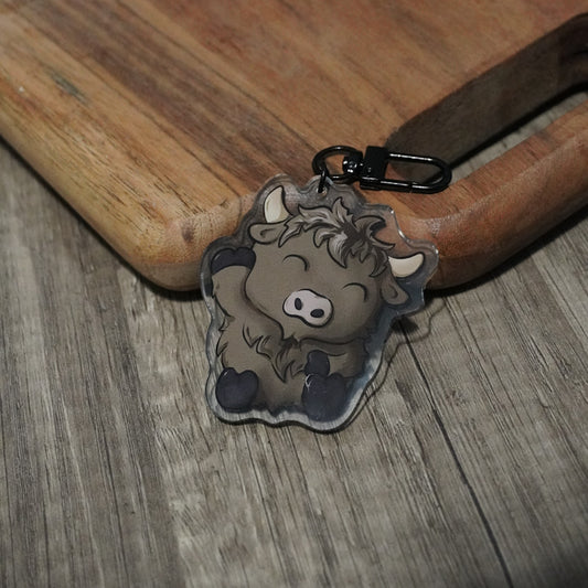 Hello Highland Cow Acrylic Keychain