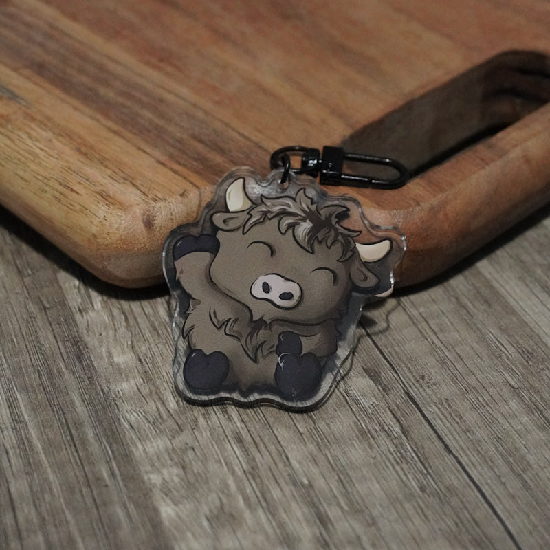 Hello Highland Cow Acrylic Keychain