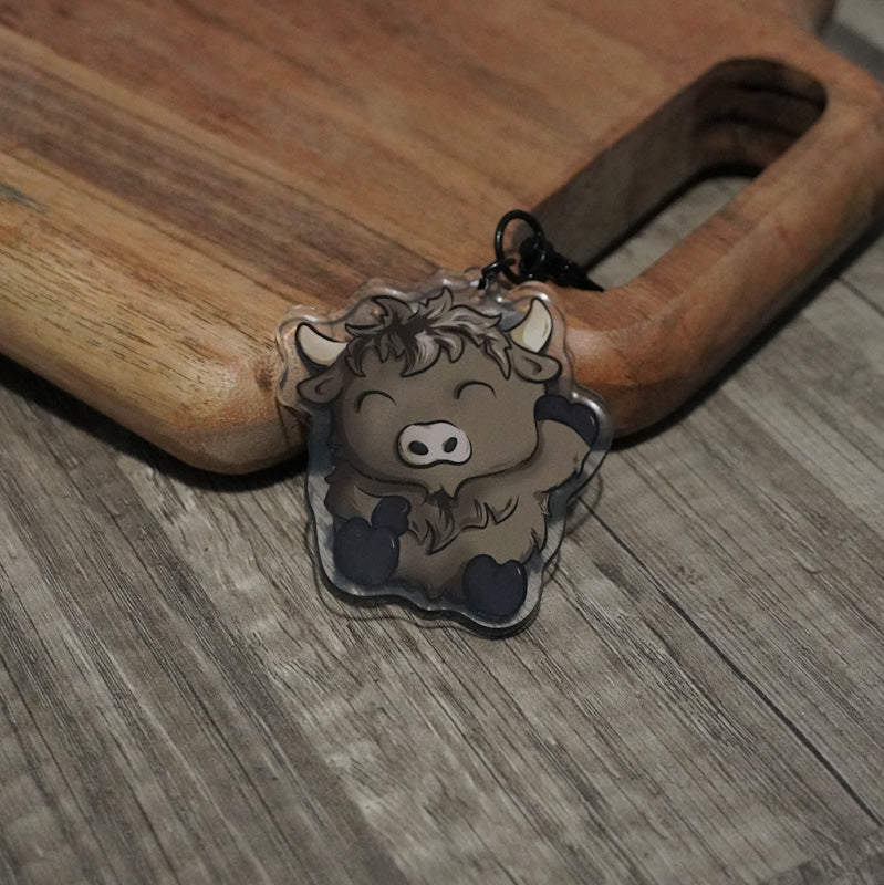 Hello Highland Cow Acrylic Keychain