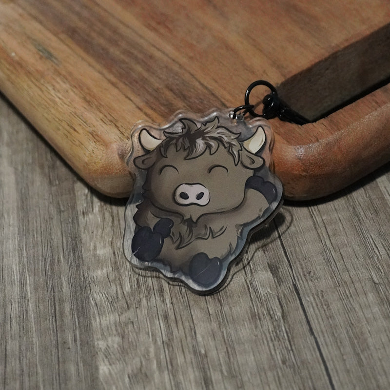 Hello Highland Cow Acrylic Keychain