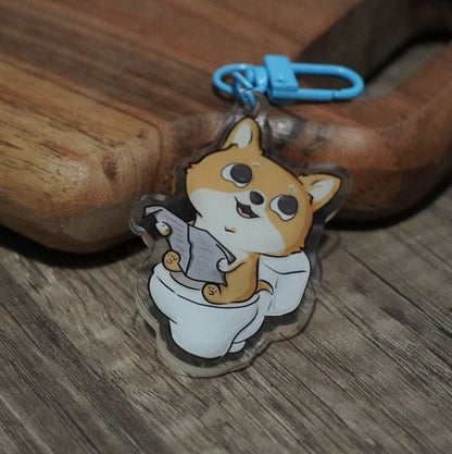 Pooping Corgi Acrylic Keychain