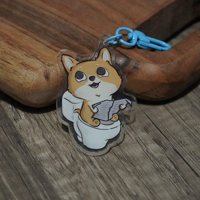 Pooping Corgi Acrylic Keychain