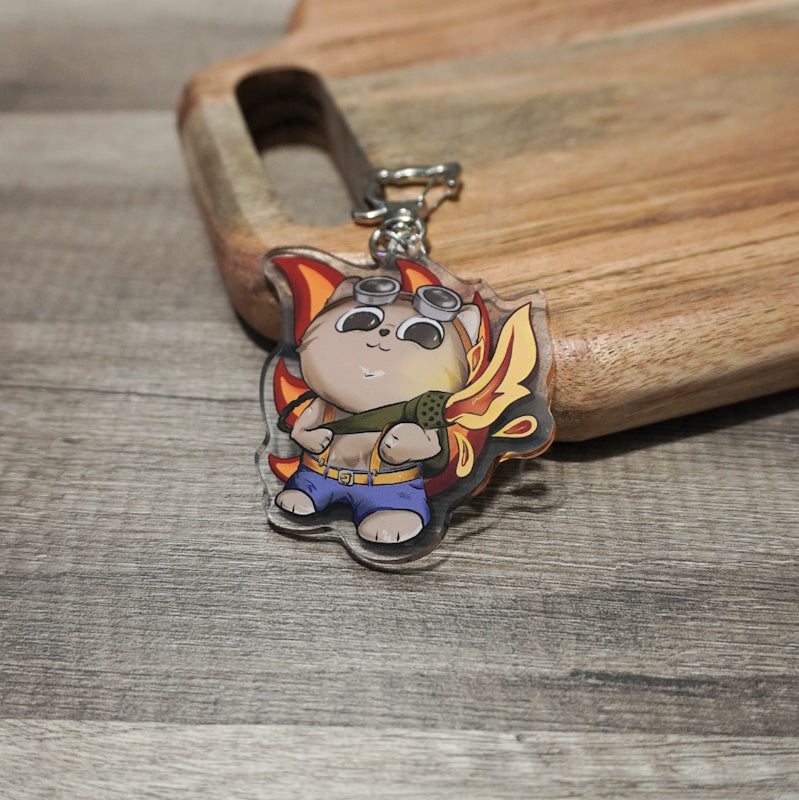 Flamethrower Kitty Acrylic Keychain