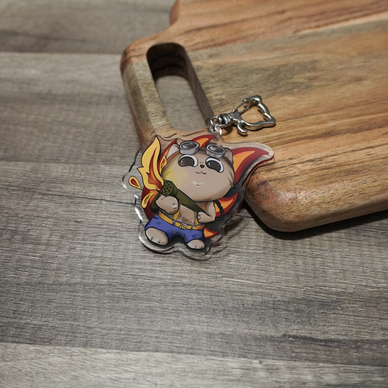 Flamethrower Kitty Acrylic Keychain